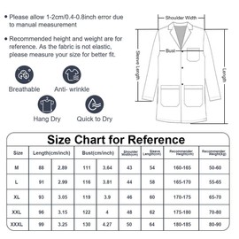 BSBUY Lab Coat Women Men White Cotton Polyester Medical Coat Science Doctors Scientist Coat, Unisex Adult Lab Coat Chemistry Laboratory Food Coat Workwear Uniform Fancy Dress Costume with Pocket(M)