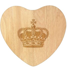 'English Crown' Wooden Heart Shaped Chopping/Cutting Board (WB00083358)