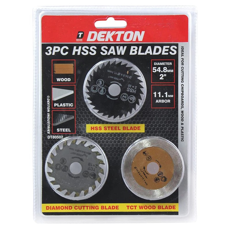 DEKTON DT80502 3Pc Mini Blades, High Speed Steel, 54mm(2"), 11.1mm