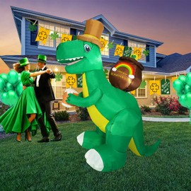 HZGDEJTG 6FT St. Patrick's Day Outdoor Inflatable Decoration, Old Man Sitting on Hat Inflatable Decoration, Outdoor Inflatable Decoration with LED Lights, Inflatable Decoration for Garden, Patio, Lawn