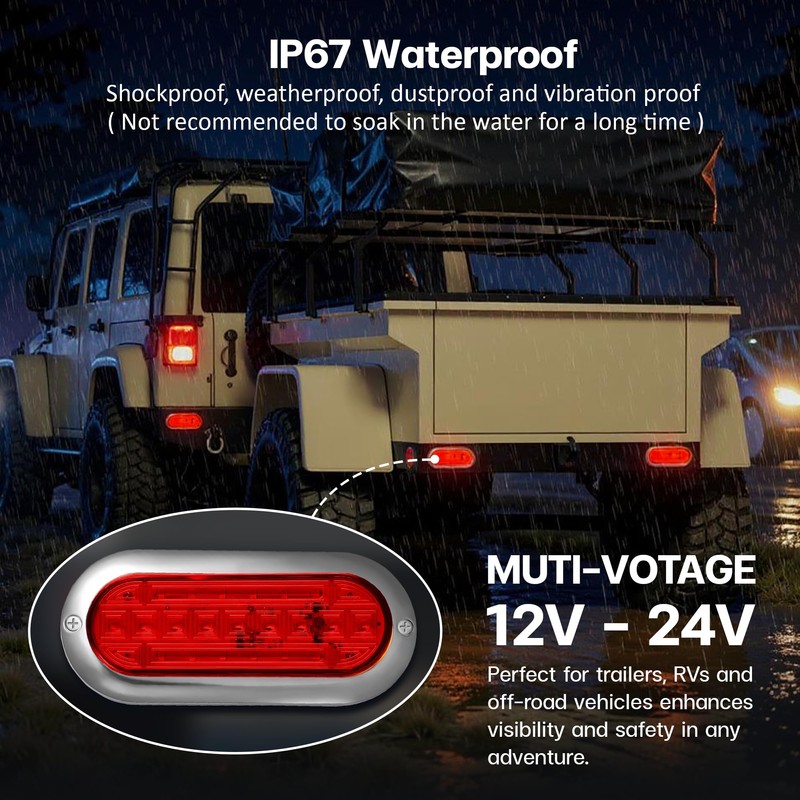 MADCATZ 2 Pcs of 6 Inch Red Oval LED Strobe