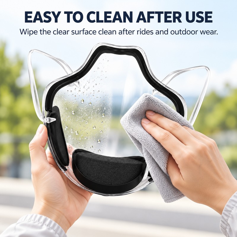Transparent Mouth Mask for Cycling and Outdoor Wear – Clear