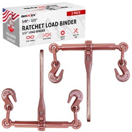 Boxer 2 Pack 3/8”– 1/2” Heavy Duty Ratchet Chain Load Binder with Forged Grab Hooks - Working Load Limit 9200lbs Chain Binder Tie Down