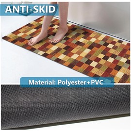 LITA-Bath Rug Custom Size-Rubber Non Slip Quick Dry Super Absorbent Thin Rugs Fit Under Door-Washable Bathroom Floor Mats for in Front of Bathtub,Shower Room,Sink, Rainbow Square, 2' x 27'