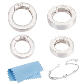 MAYJOYDIY 2pcs Round Carabiner Clip 925 Sterling Silver Spring Gate Rings Metal O Rings Keyring Buckle Gate Ring Connector Necklace Enhancer Shortener Clasp for Keychain DIY Jewelry Making