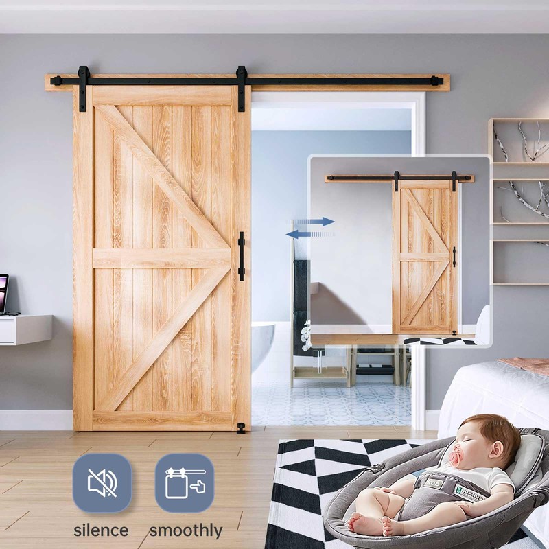 EaseLife 8 FT Sliding Barn Door Track and Handle Hardware