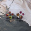 Enautoabs Sparkling Cube Austrian Crystal Earrings Rainbow Crystal Cluster Stud