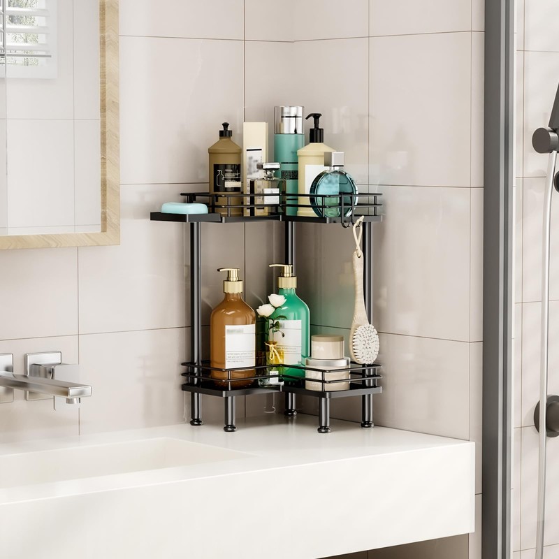 HapiRm Corner Shower Caddy Standing - 2 Tier Shower Organizer