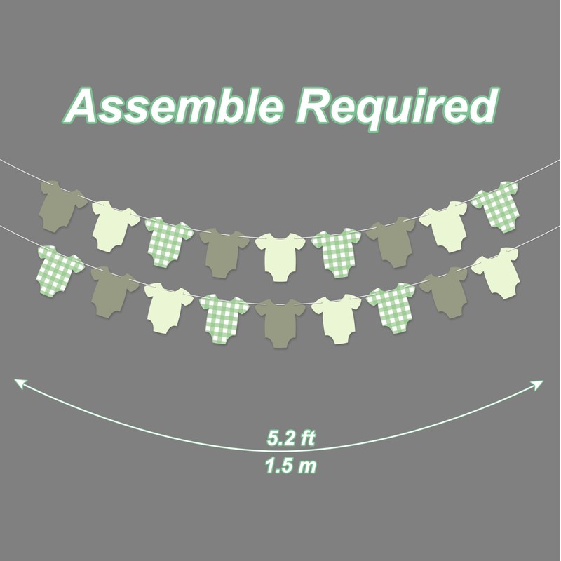 Sage Green Gingham Onesie Garland Banner for Gender Neutral Baby