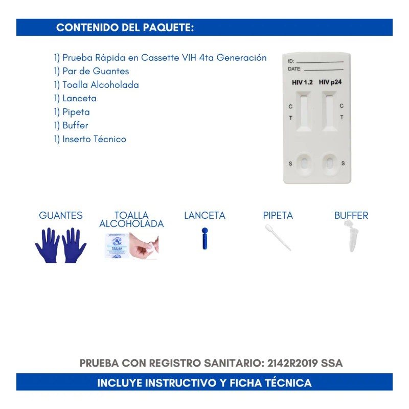 Kit Prueba Vih, Autodiagnostico. Guantes Y Accesorios Gratis
