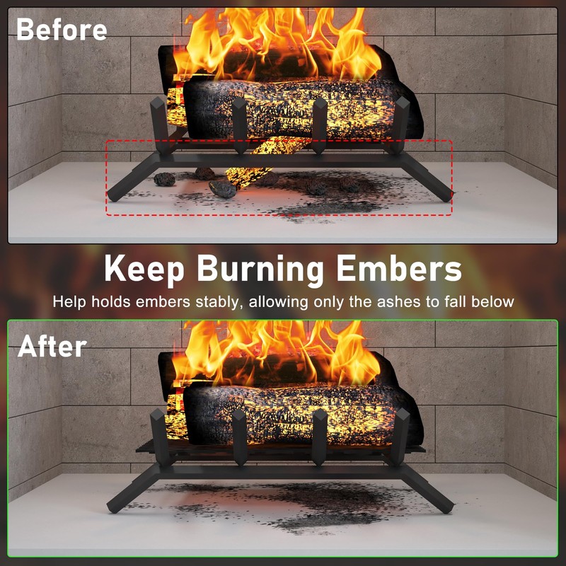 Flamorrow Ember Retainer for Fireplace Grates 16 x 10 inch,