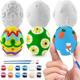 ArtCreativity 3D Easter Egg Painting Kit - Easter Craft Kit Includes Molds, Paint, Brushes for Kids & Adults - Ceramic Plaster Painting Kit - DIY Gifts for Spring - Basket Stuffers