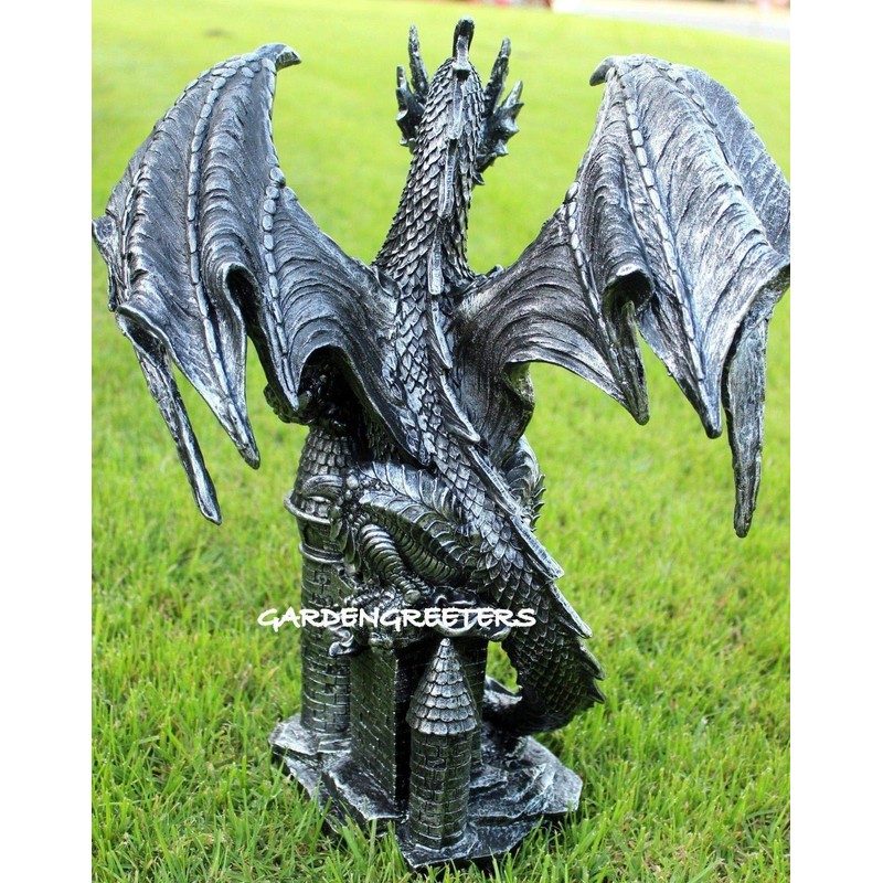 GARDENGREETERS Dragon Statue with Solar Light Lantern Figurine