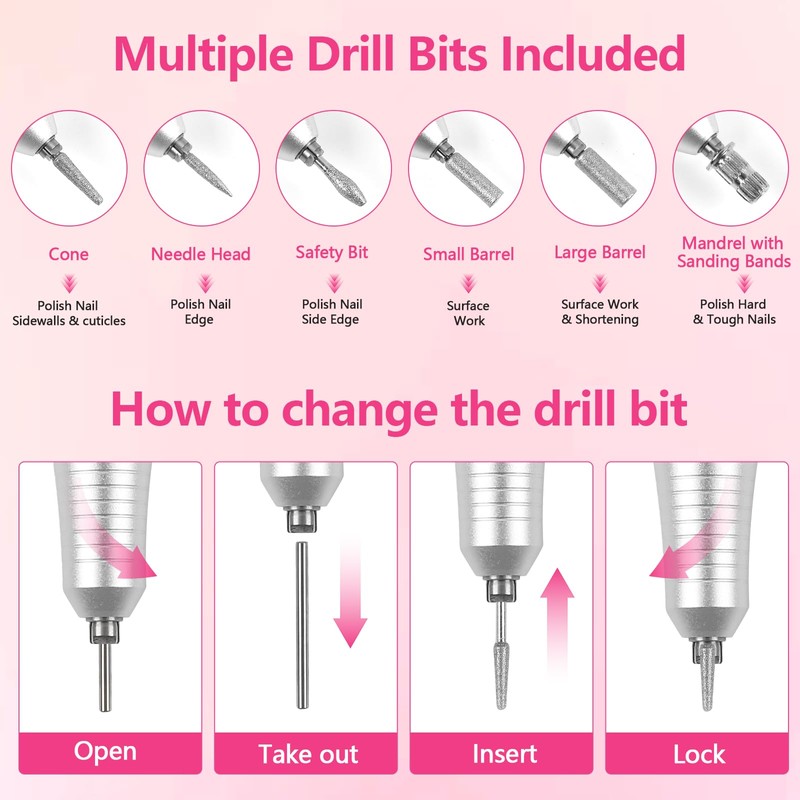 ANGNYA Nail Drill Electric File Machine Set for Gel &