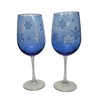 Snowflakes Hand Painted Blue Wine Glasses Set of 2, Winter