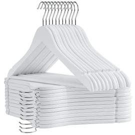 Uinicor White Wooden Hangers 30 Pack Slim Coat Hangers for Closet with Smooth Finish,Shirt,Suit,Dress,Heavy Duty Clothes Hanger