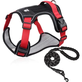 MESVIER Arnés para Perro Chico Mediano Grande con Correa 1.5m, Pechera para Perro Ajustable Reflectante Transpirable, Arneses para Perro Sin Tirones para Caminar Viajar Entrenar Perros Accesorios