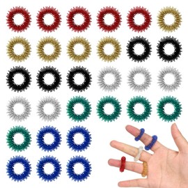 Sensory Fidget Ring, 30pcs Finger Fidget Rings, Anxiety Ring, Stress Relief Fidget Sensory Ring, Massager for Fidget ADHD Autism, Spiky Sensory Finger Rings for Teens, Adults