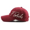 Florida Hat Side Embroidery Baseball Cap Adjustable Sun Hat (Red)