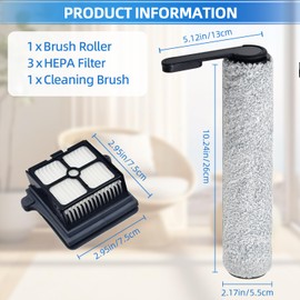 HIHEPA Brush Roller&Filter Replacement Compatible for Tineco Floor ONE S6/S7 Pro Smart Cordless Wet Dry Vacuum Floor Cleaner