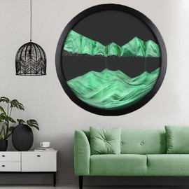 TNSLGHS Moving Sand Art, Wall Mounted Sand Art Liquid Motion, 360°Rotate Moving Sand Wall Art Deep Sea Sandscape Room Decoration, Relaxing Mood Home Office Work Decor,P-24in/61cm