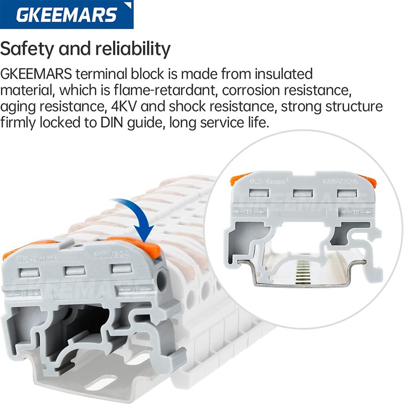 GKEEMARS DIN Terminal Blocks, Universal Wiring Connector Lever Wire Connectors