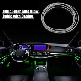 X AUTOHAUX 2m 6.56ft 2.5mm 0.10" Universal Car Optic Fiber Side Glow Cable with Skirt Side Casing - Pack of 2