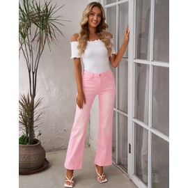 GRAPENT Women Jeans Stretchy Resort Wear for Women 2024 Womens Western Wear for Women Hippie Outfits for Women Cowgirl Pants for Women Flare Pants Color Rose Shadow X-Large Size 16 Size 18