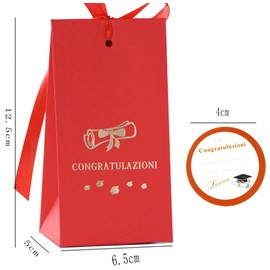 MKISHINE Pack of 50 Confectionery Boxes for Graduation Favours, 50 Labels, Graduation Party Favours, Keychains, Graduation Theme, Candy Bags with Lettering