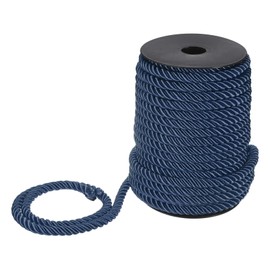 M METERXITY 22 Yards Twisted Rope Trim, 8mm/0.31" Upper Cyan Soft Polyester Twisted Silk Rope Cord 3-Ply Decorative Cord for Gift Bag/DIY Crafts/Home Decor/Curtain Tieback