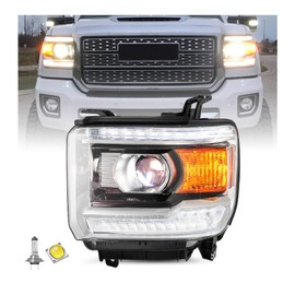 JSBOYAT w/LED DRL Fits for 2014-2018 GMC Sierra 1500 Headlight Assembly 15-19 2500HD 3500HD OE Style Projector Headlamp Replacement Left Driver Side Bulbs Included