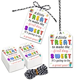 First Day of Kindergarten Preschool Gift Tags with String, 50PCS Back to School Gifts for Students Gift Tags with String Attached, School Supplies for Teachers Kids, Dorm Room Essentials for Girls Guy