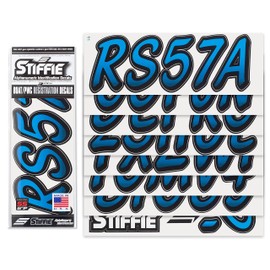 STIFFIE Whipline Blueberry/Black 3" Super Sticky Boat & PWC Registration Decals • Numbers Letters Stickers