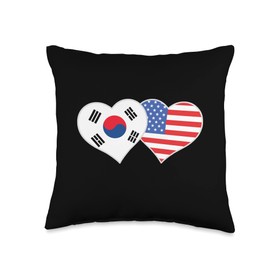 Korean American Flag Heart Love South Korea USA Throw Pillow