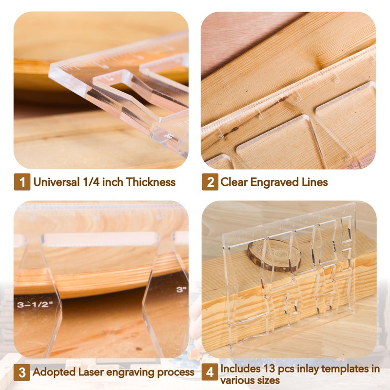 Soimuk Router Templates for Woodworking,Router Jig Butterfly Inlay Templates Decorative,13-in-1