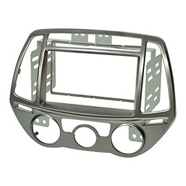 tomzz Audio 2419-024 Double DIN Radio Faceplate Compatible with Hyundai i20 from 2012 Silver Vehicles with Manual Air Conditioning