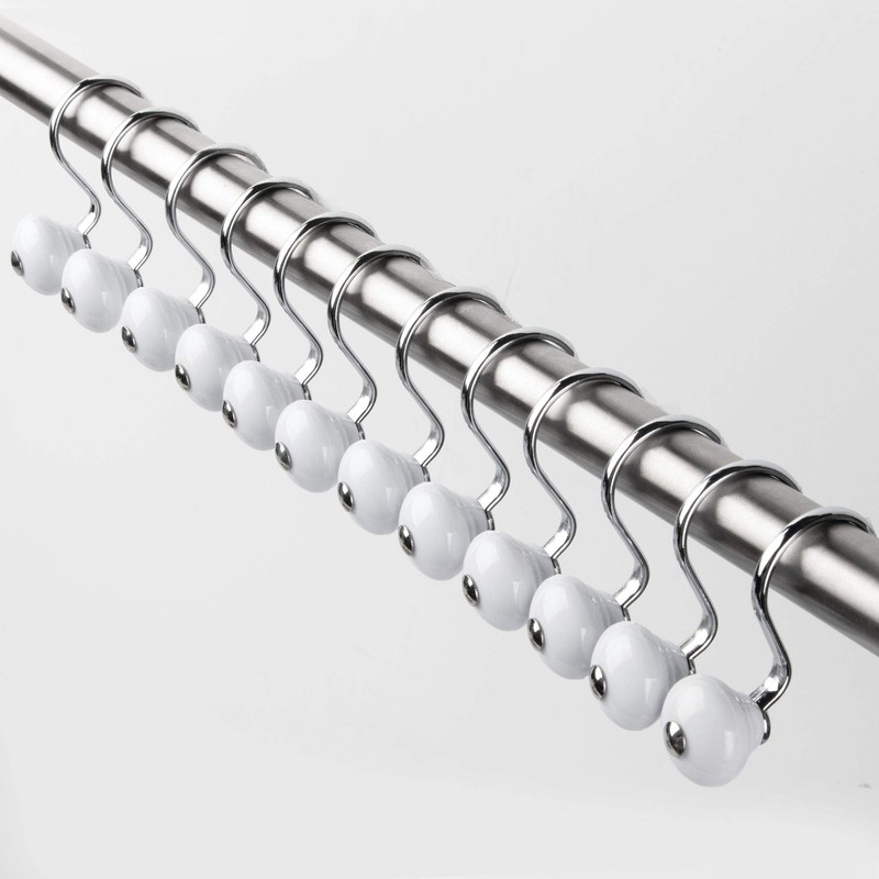 iDesign York Metal Curtain, Rust Resistant Shower Hooks Rings for