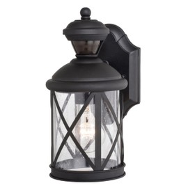 VAXCEL Henderson Motion Sensor Dusk to Dawn Wall Light for Porch or Patio, Outdoor Wall Lantern with 180-Degree Motion Sensor, 5.25" W x 10.75" H x 6.5" D, Black