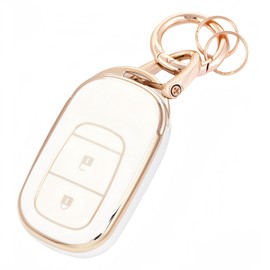 HOYZE Key Case, Key Cover, Cute, Car, Smart Key Case, Key Holder, Carabiner, Key Shell, Scratch Resistant, Lightweight, gold white