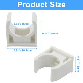 Hordion 100pcs U-Shaped PVC Water Pipe Clamps Clips Fit for 1/2" (16mm) Water Pipes TV Trays Tubing Hose Hanger Support Pex Tubing