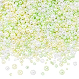 SUNNYCLUE 1 Box 1500 Pieces Beads Without Hole Green Bubble Beads Bulk Mixed Sizes Large Small Beads Plastic Yellow Round Beads for Jewellery Making DIY Crafts Earrings Necklaces