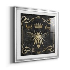 Neutral Color Wall Art, Wall Décor Print, Beaches, Floral, Animals, Bohemian, & Vintage Styles, With Matte Board, Acrylic Glass, and Hanging Hardware - Royal Honey Bee I - Silver Framed 26X26
