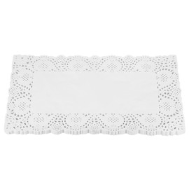 sourcing map 100 Pcs White Lace Paper Doilies 7.5 x 12 Inch Rectangle Paper Doilies Tableware Disposable Paper Decorative Paper Placemats for Wedding, Birthday, Cakes, Desserts, Tableware Food