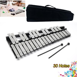 Lfhelper Foldable 30 Notes Glockenspiel Percussion Bell Kit with 2 Mallets, Shoulder Strap, Carrying Bag, for Kids, Students, Adults