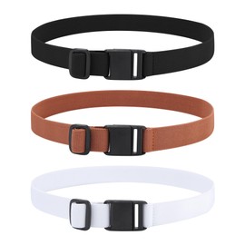 Monopa Kids Magnetic Belt for Boys - 3 Pack Toddler Girls Adjustable Elastic Belt for School Uniform Jeans (Black+White+Brown;70cm)