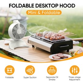 LORESJOY Mini Cooker Hood, Foldable Portable Cooker Hood, Desktop Cooker Hood, Portable Extractor Hood, Mini Extractor Hood, Desktop Extractor Hood for Home, Kitchen, BBQ, Travel