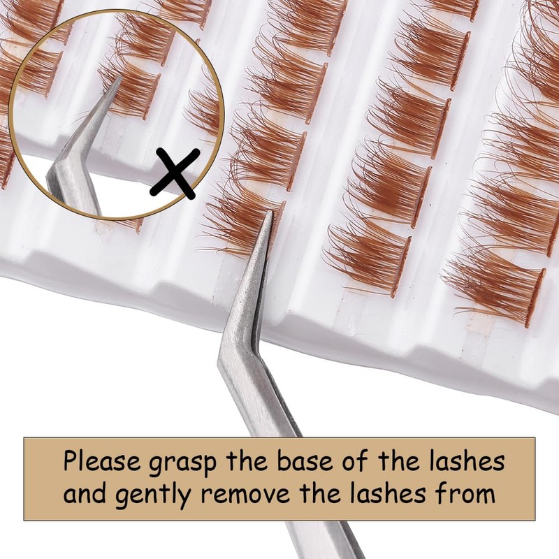 outopen Brown Lashes Clusters 140Pcs Natural Look False Eyelashes Extensions