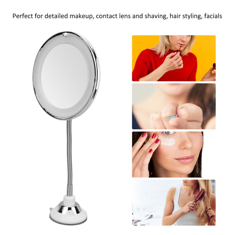Magnifying Mirror 10X Magnification LED Fill Light Suction Cup Adjustable