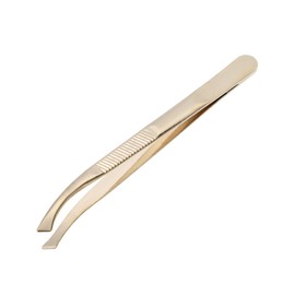 VOCOSTE Tweezers Eyebrow Clip Beveled Tweezers Eyebrow Tweezers Nose Hair Beard Hair Removal 3.3 x 0.3 inches (8.4 x 0.7 cm), Gold