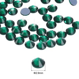 QUARKZMAN 2880 Pieces Hotfix Rhinestones Flat Back Crystal Glass Gemstones for Crafts Clothing DIY Decoration (SS10 2.9mm, Dark Green)